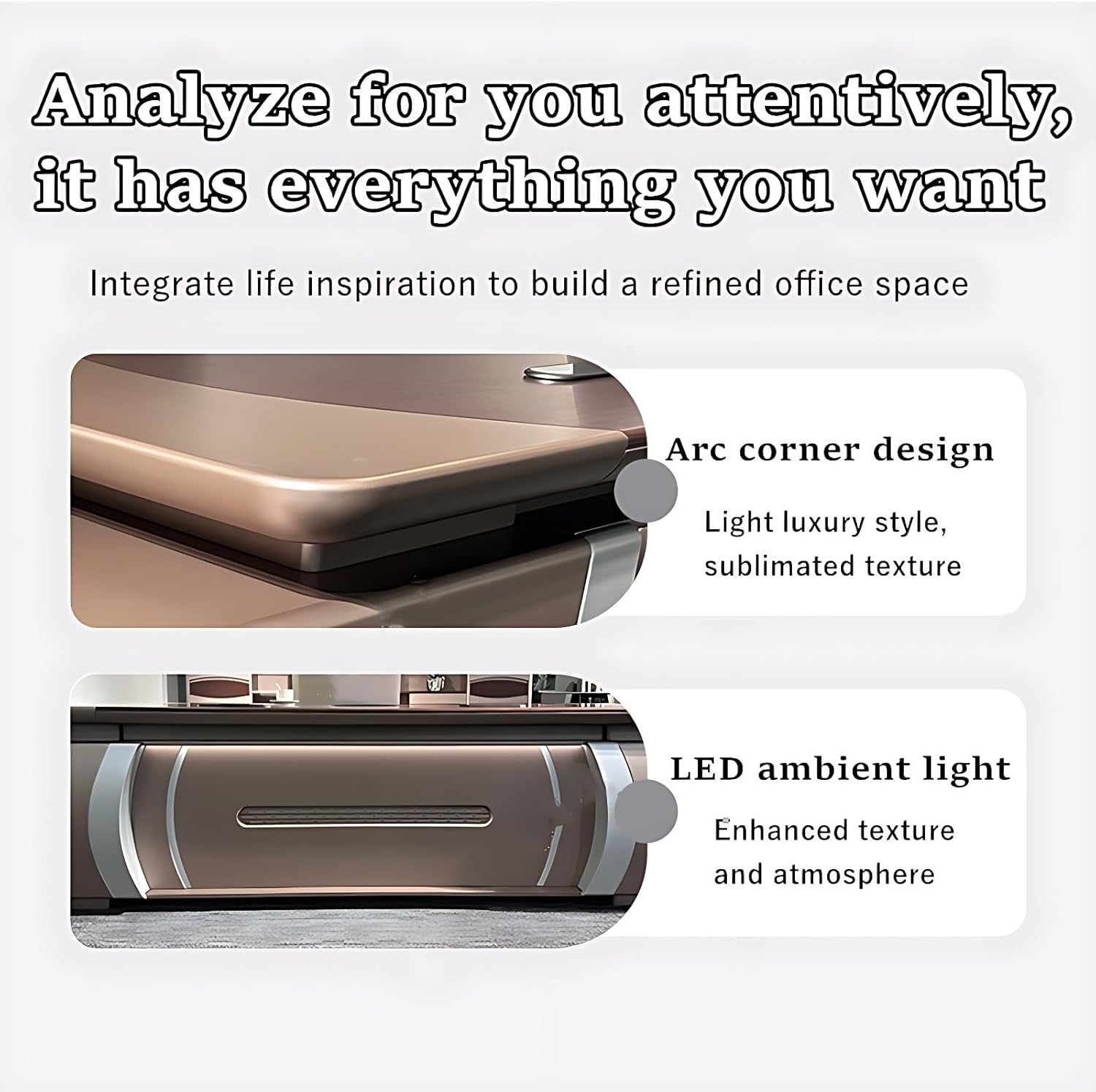 Luxury L-Shaped Executive Desk - Solid Wood Home Office with Multifunctional Cable Box & Drawers, No Installation Needed (Brown, 141.7")