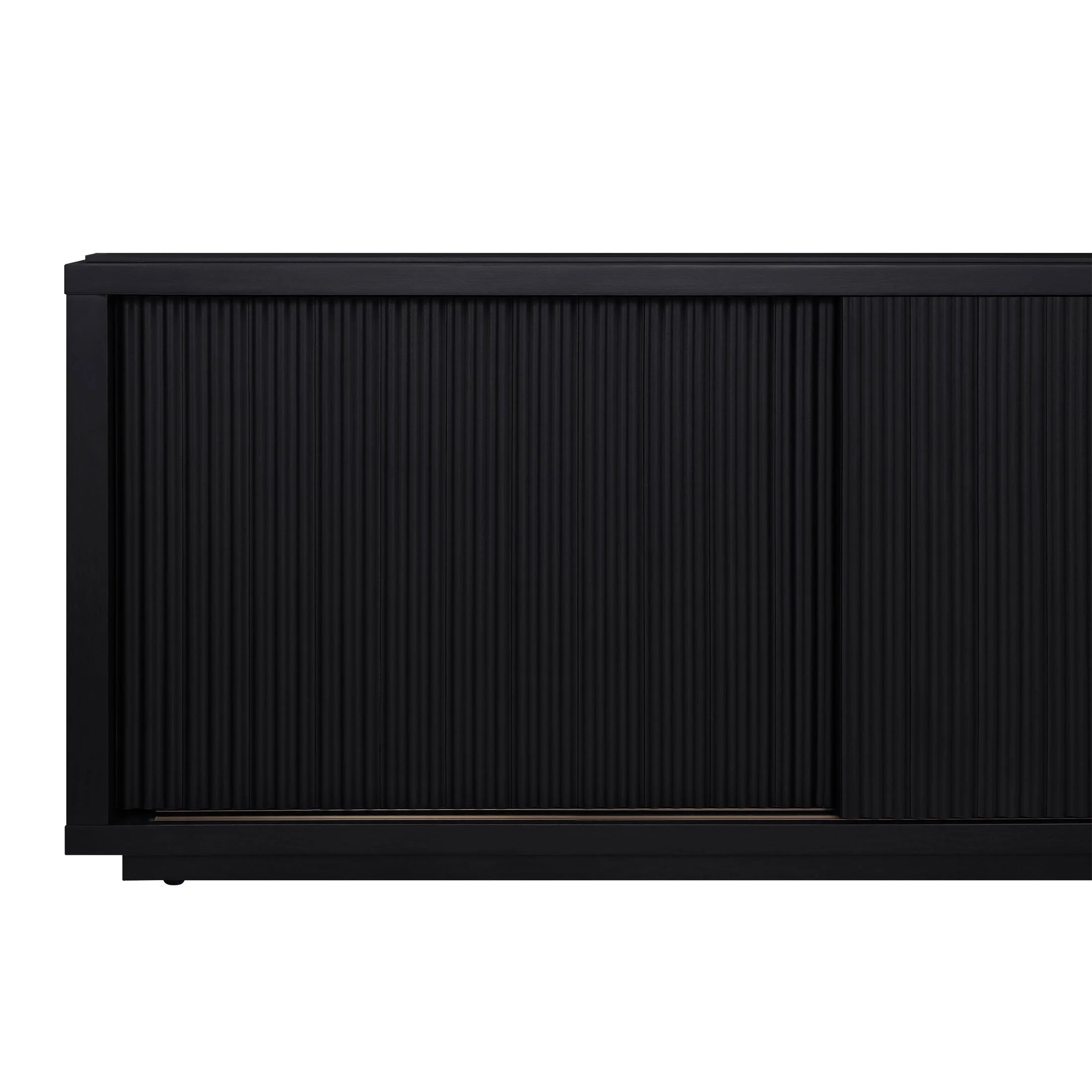 Stylish Fluted TV Stand for TVs up to 70” by Drew Barrymore in Elegant Rich Black Finish