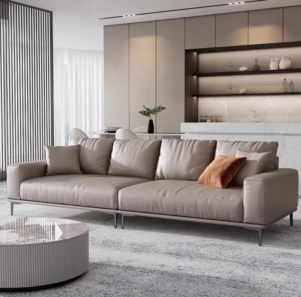 Sleek Italian Nordic Leather Sofa - Modern Small Corner Design for Your Living Room