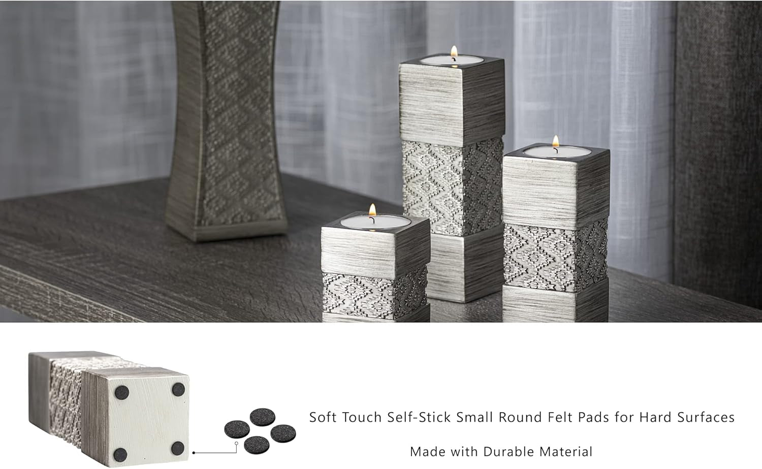 Dublin Silver Tealight Candle Holder Set of 3 - Elegant Centerpiece for Living Room, Dining Room, Coffee Table, Fireplace, Entrance, or Bathroom Decor
