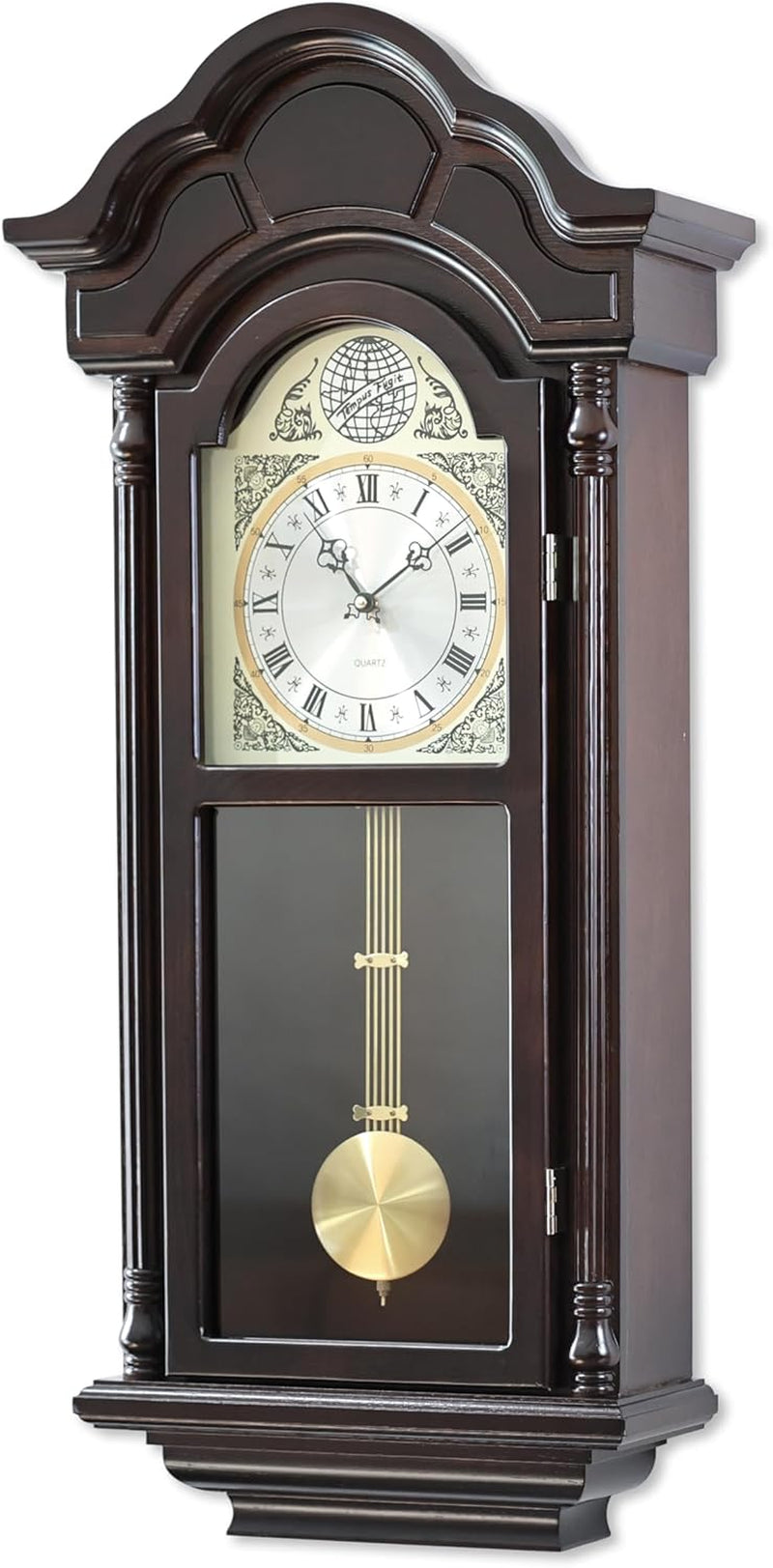 36" Vintage Grandfather Wall Clock with Pendulum & Chime - Elegant Ash Wooden Frame, Perfect for Living Room Decor & Unique Home Gift