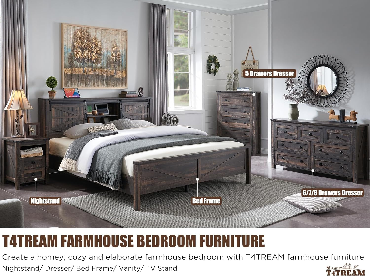 Stylish Rustic Oak 6-Drawer Farmhouse Dresser - Versatile Storage Solution for Bedroom, Living Room, or Hallway