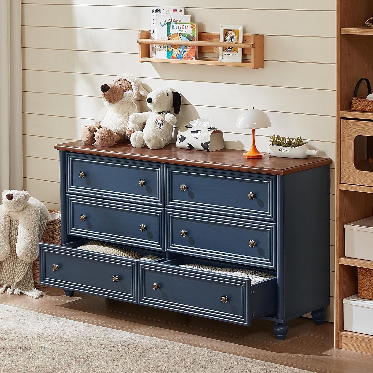 Elegant Farmhouse Dresser and Nightstand Set - 3-Piece Wooden Bedroom Furniture Suite with Roman Column Design, Perfect for Living Room and Hallway