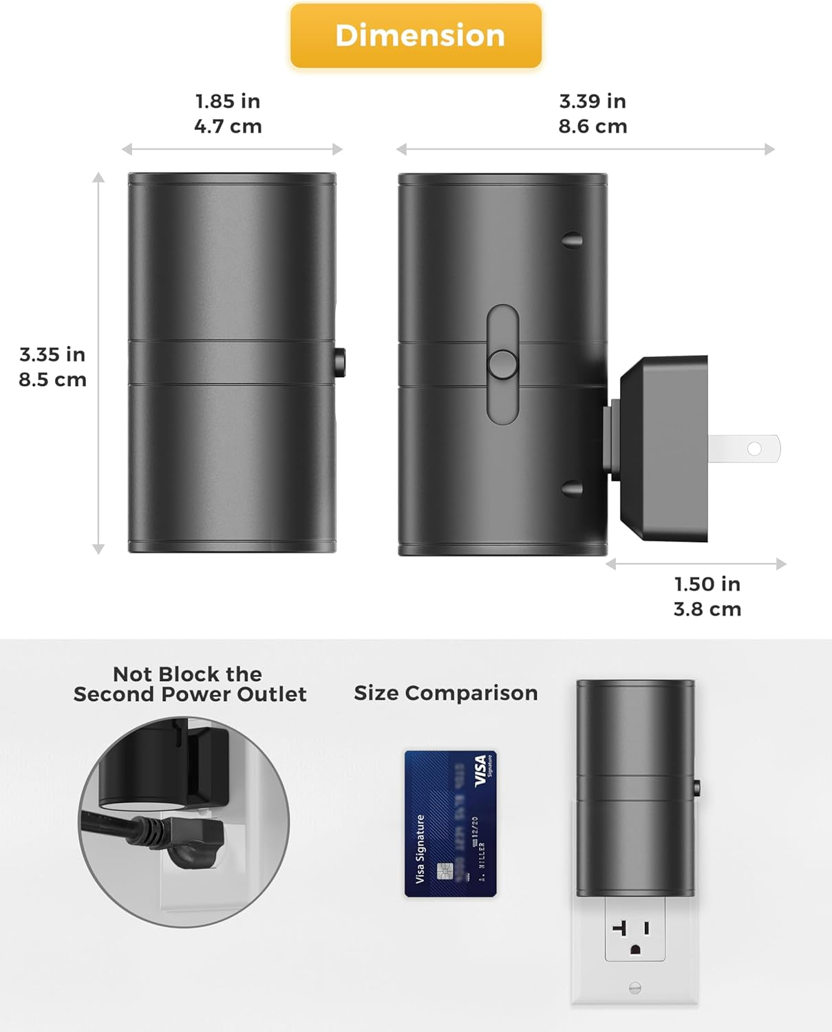 Modern Dimmable Night Light with Dusk to Dawn Sensor - Soft White 3000K, Adjustable Brightness, 2 Pack for Hallway, Bedroom, and Stairway