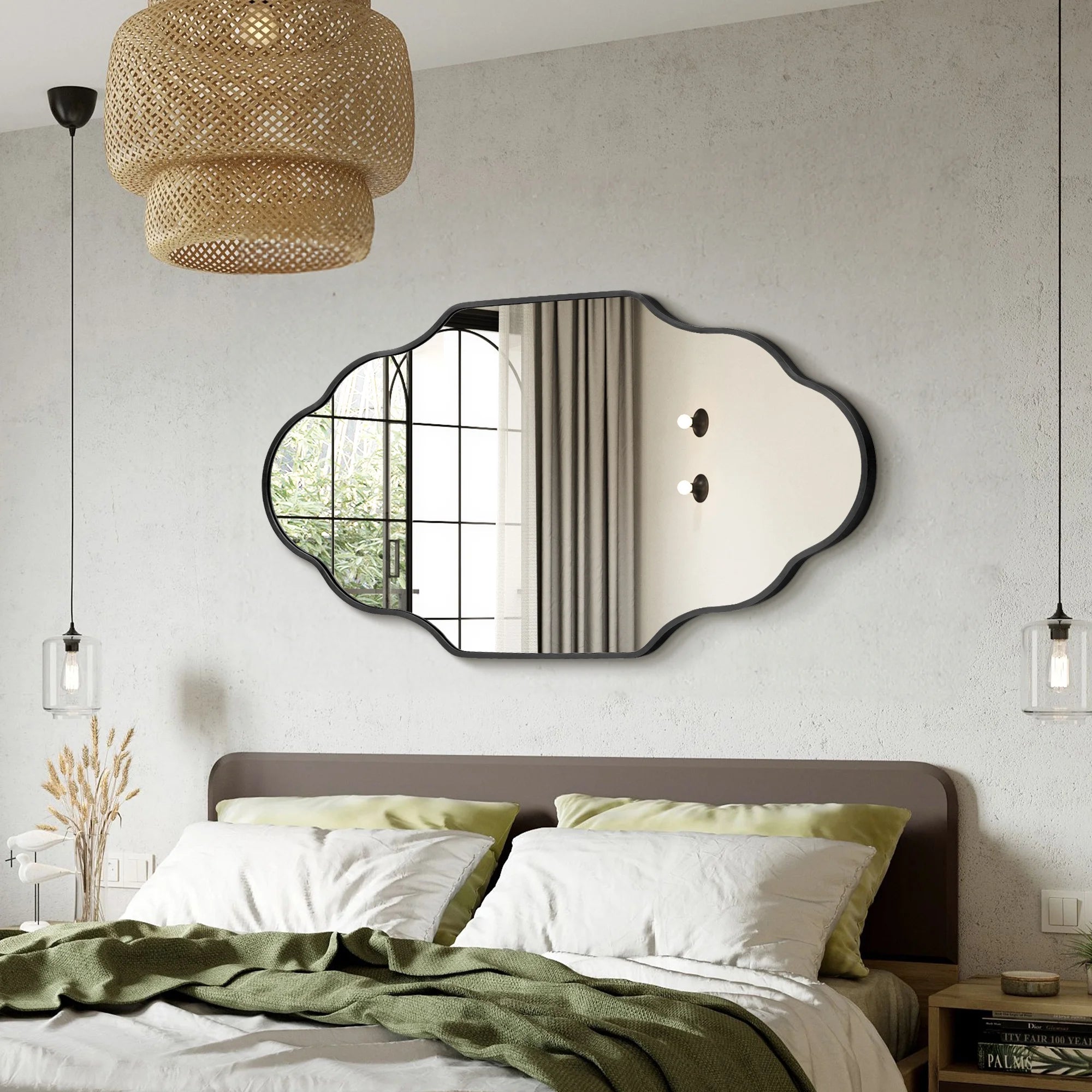Elegant Black Scalloped Wall Mirror - Stunning Home Decor Accent