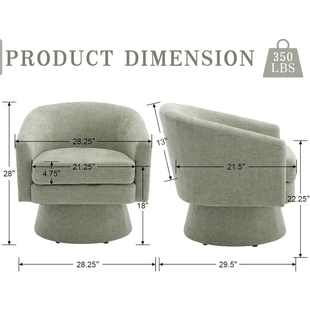 Cozy Green Swivel Accent Chair - Modern Linen Barrel Arm Chair for Stylish Reading Comfort
