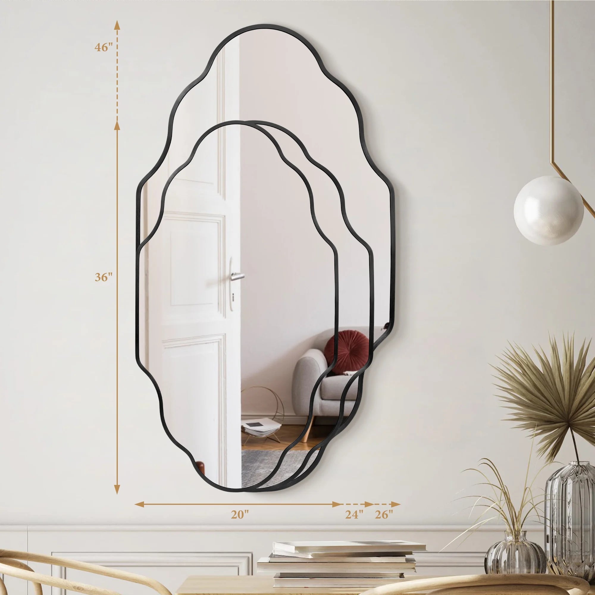Elegant Black Scalloped Wall Mirror - Stunning Home Decor Accent