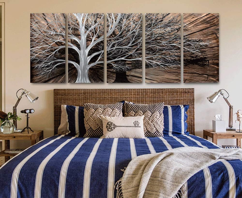 Tree of Life Metal Wall Art Set - Artisan 3D Aluminum Sculpture for Home Decor, Ideal Accent for Living Room, Bedroom, or Office