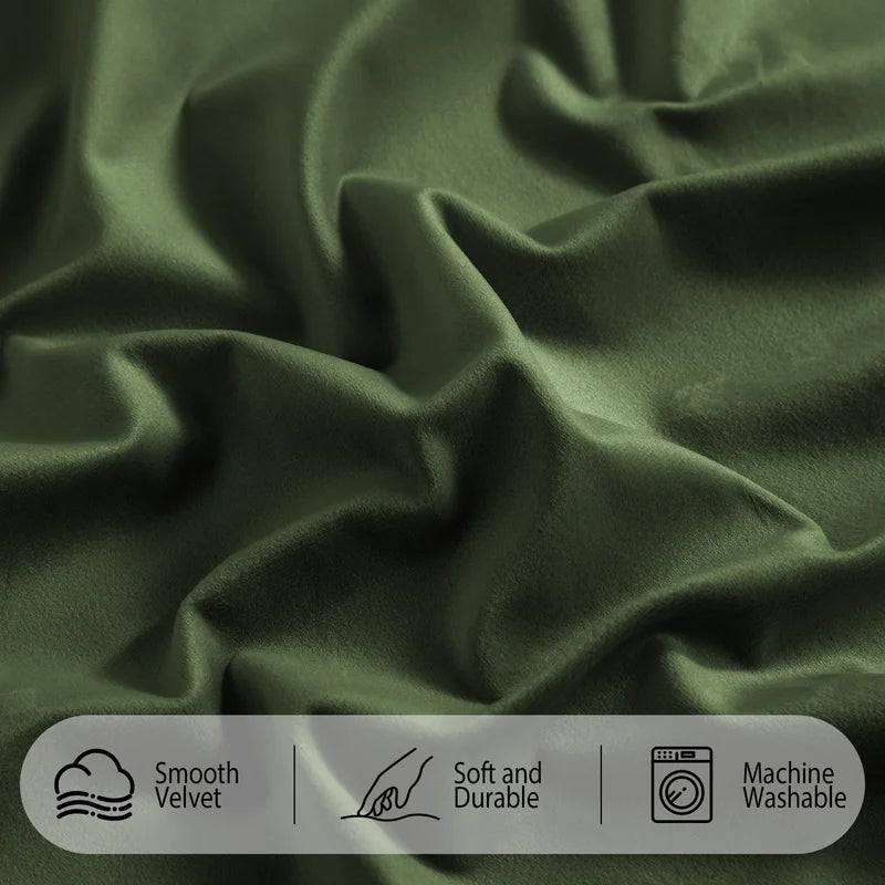 Luxurious Olive Green Velvet Blackout Curtains - Set of 2 Panels for Ultimate Privacy and Style