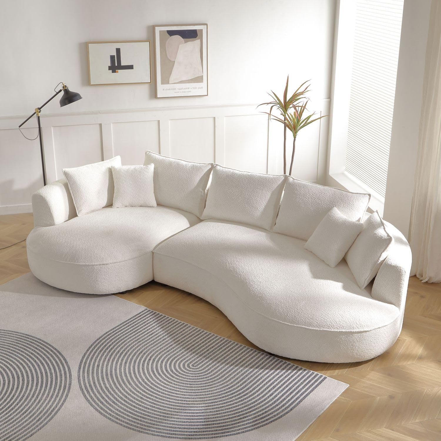 Luxurious 125" Curved Modular Sectional Sofa with 7 Pillows - Oversized Comfort for Modern Living Rooms - Left Hand Facing Design