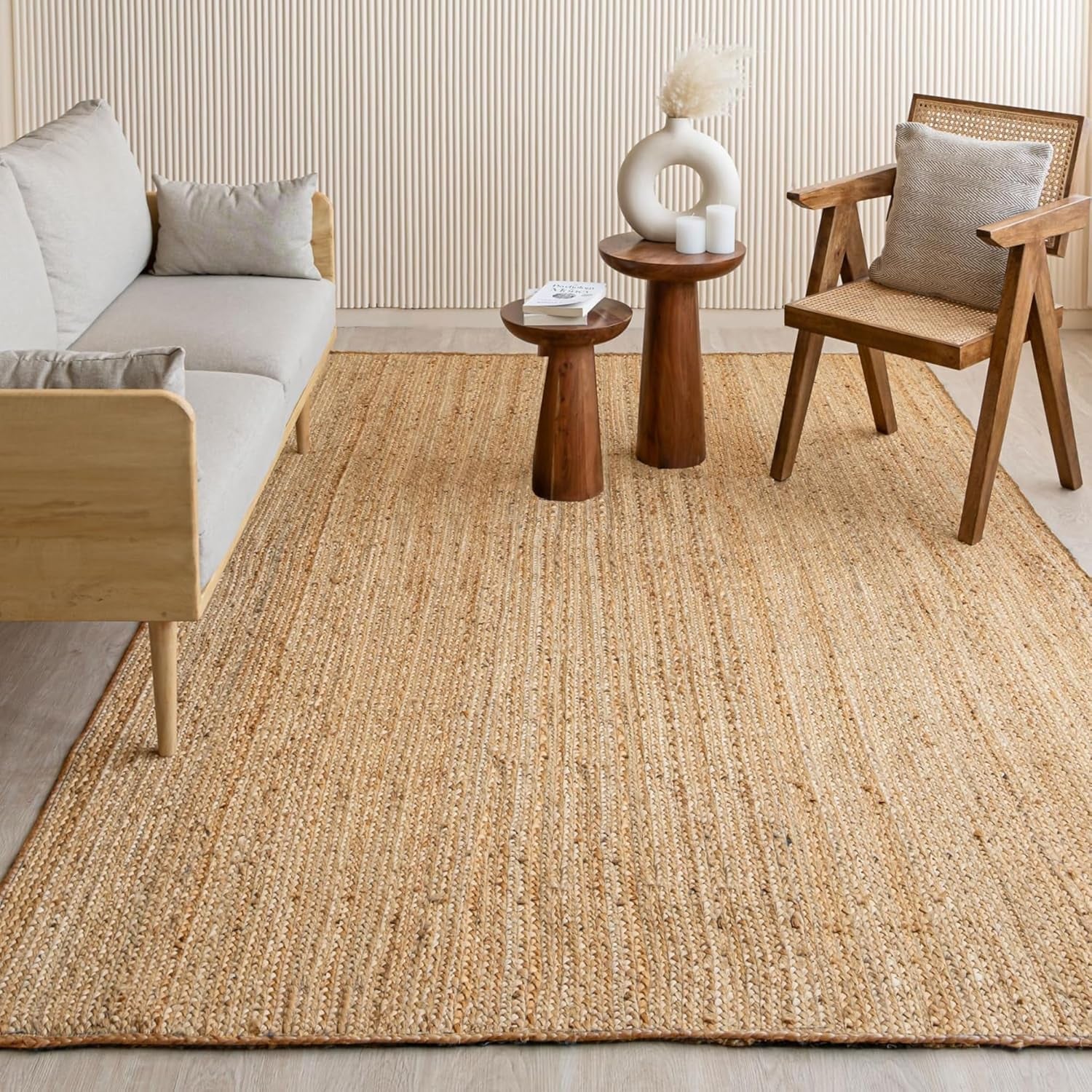Natural Hand Woven Jute Rug 9'X12' - Boho Chic Reversible Braided Area Rug for Rustic Home Decor in Bedroom, Kitchen, Living Room, Hallway, and Dining Room