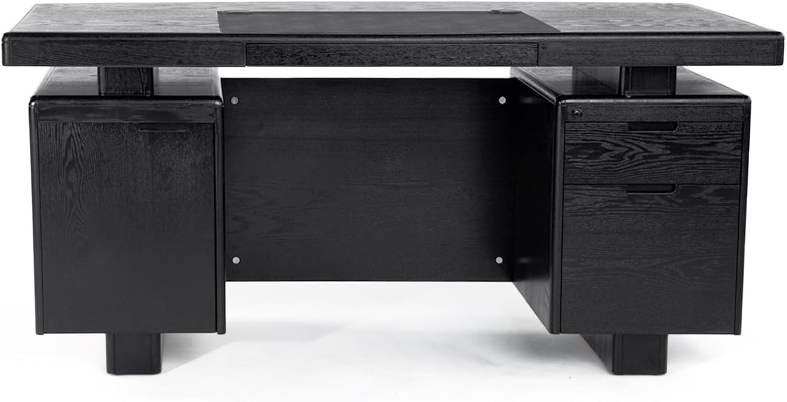 Sleek Black Modern Monroe Desk - Fixed Height for Stylish Workspaces