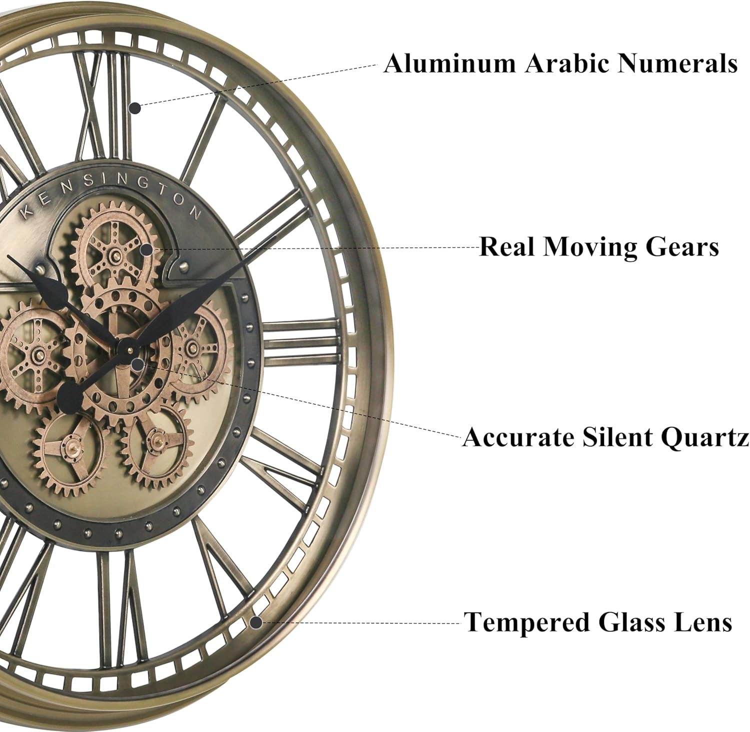 Oversized 28 Inch Gold Moving Gear Wall Clock - Modern Farmhouse Decor & Perfect Housewarming Gift!