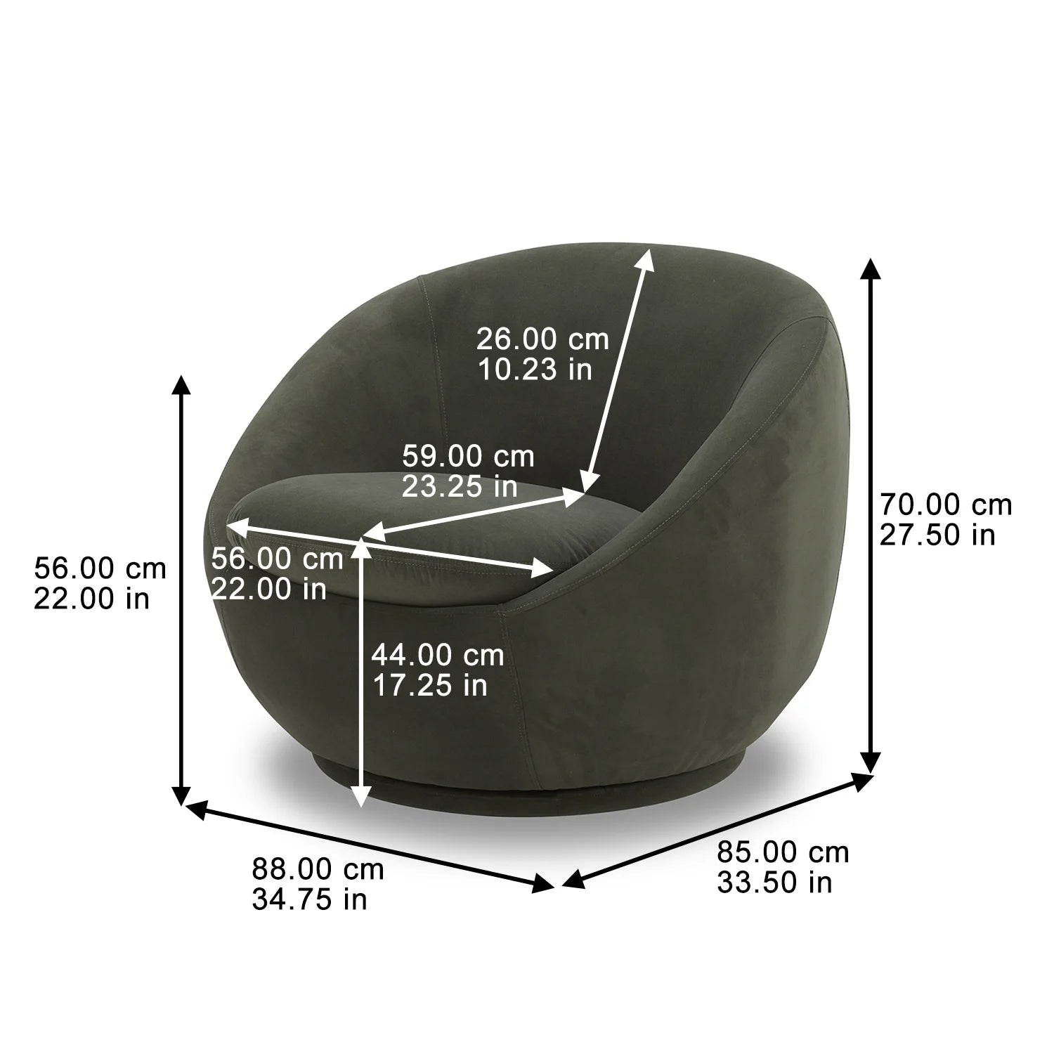 Luxurious Olive Velvet Mira Swivel Accent Chair