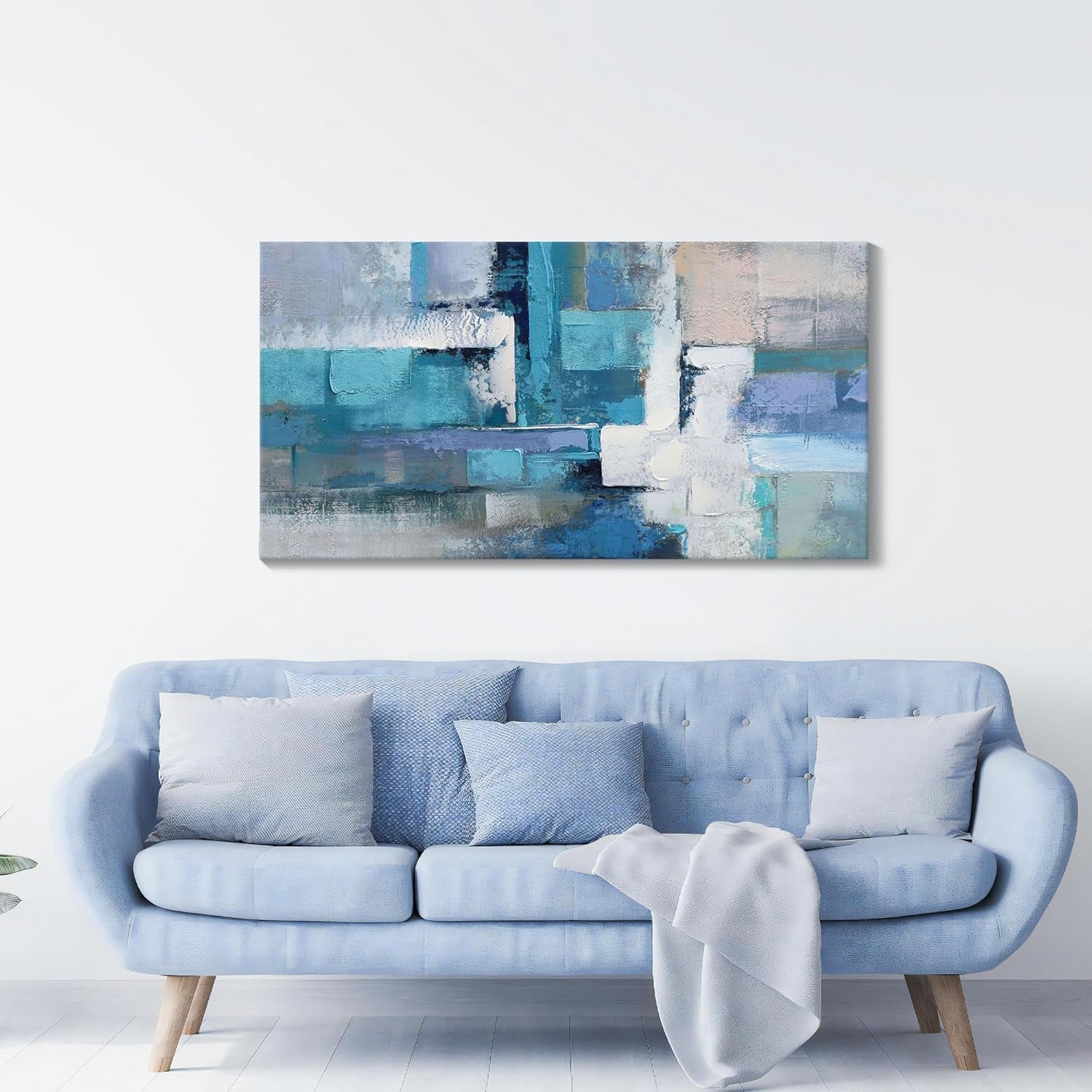 Blue Abstract Canvas Artwork - Contemporary Wall Decor for Living Room, Office, and Bedroom