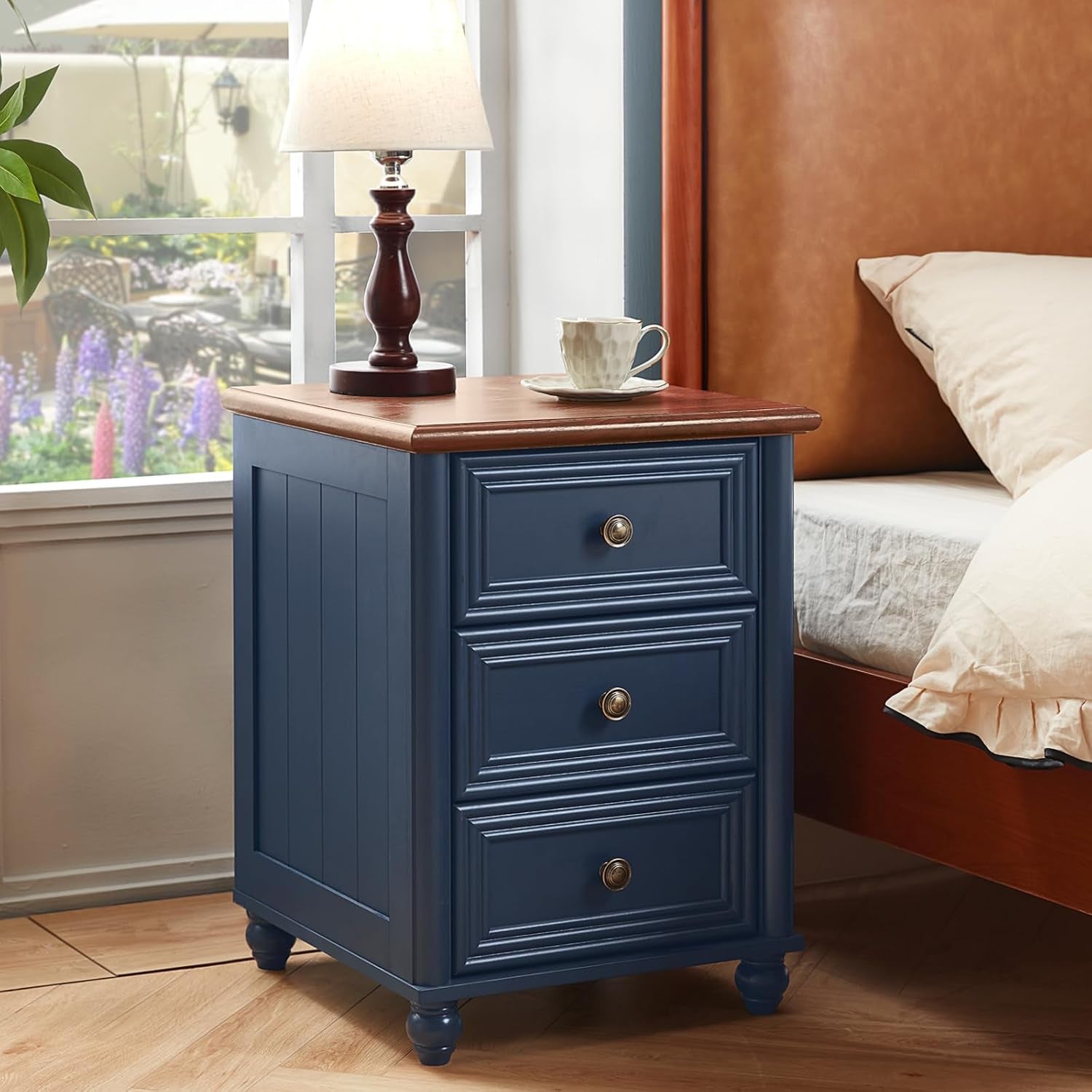 Elegant Farmhouse Dresser and Nightstand Set - 3-Piece Wooden Bedroom Furniture Suite with Roman Column Design, Perfect for Living Room and Hallway