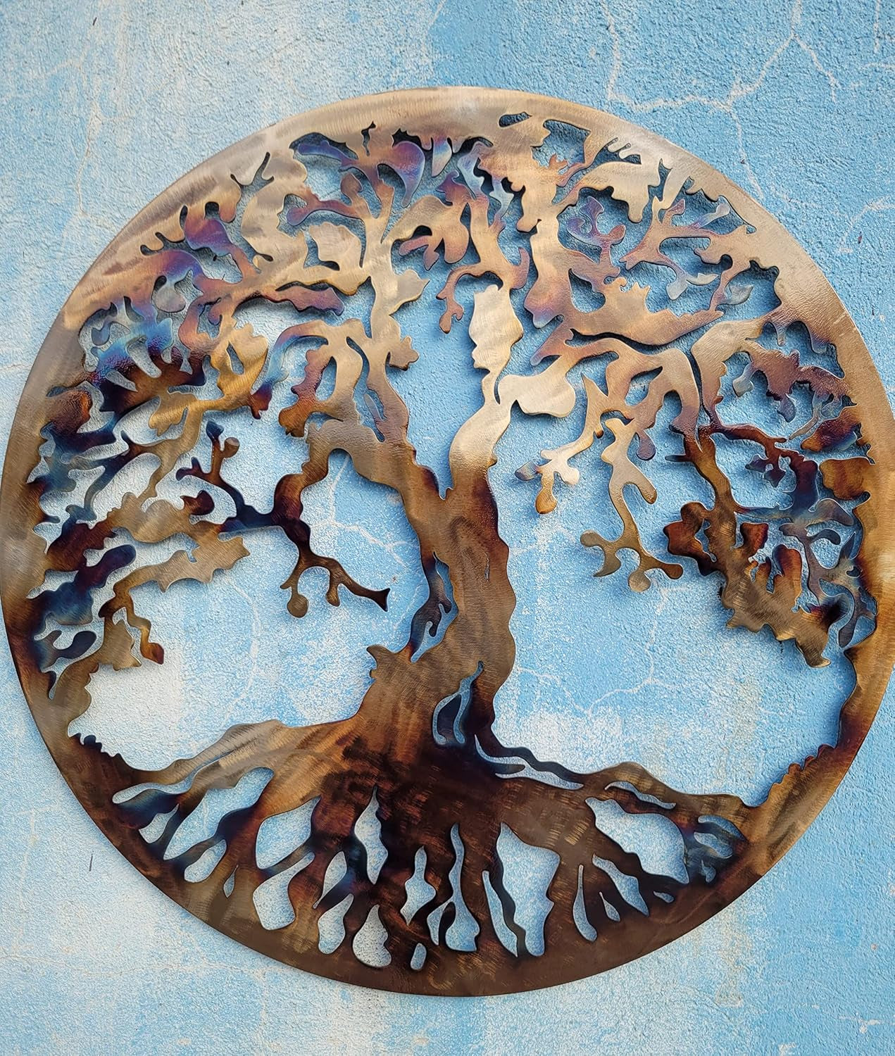 Stunning 36-Inch Tree of Life Metal Wall Art - Vibrant Laser-Cut Decorative Piece for Your Home