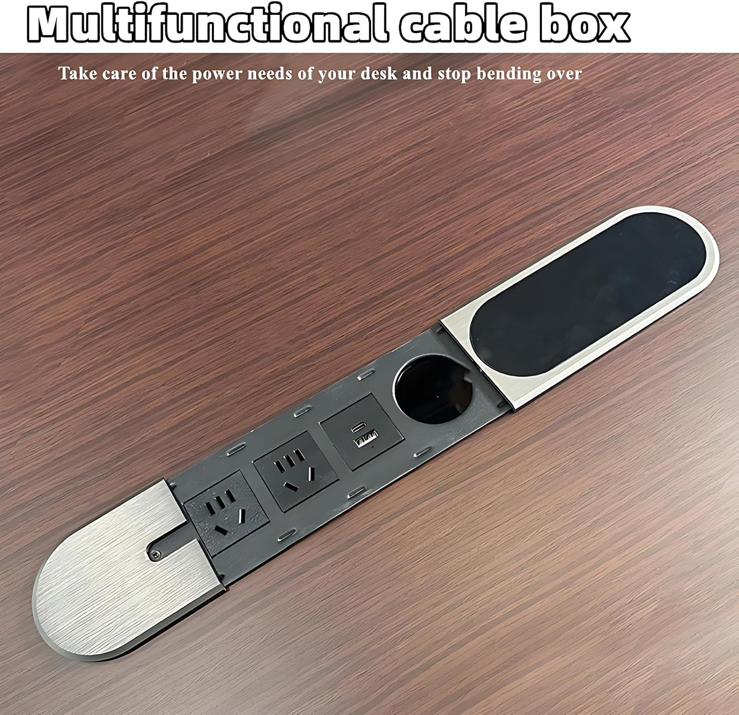 Luxury L-Shaped Executive Desk - Solid Wood Home Office with Multifunctional Cable Box & Drawers, No Installation Needed (Brown, 141.7")