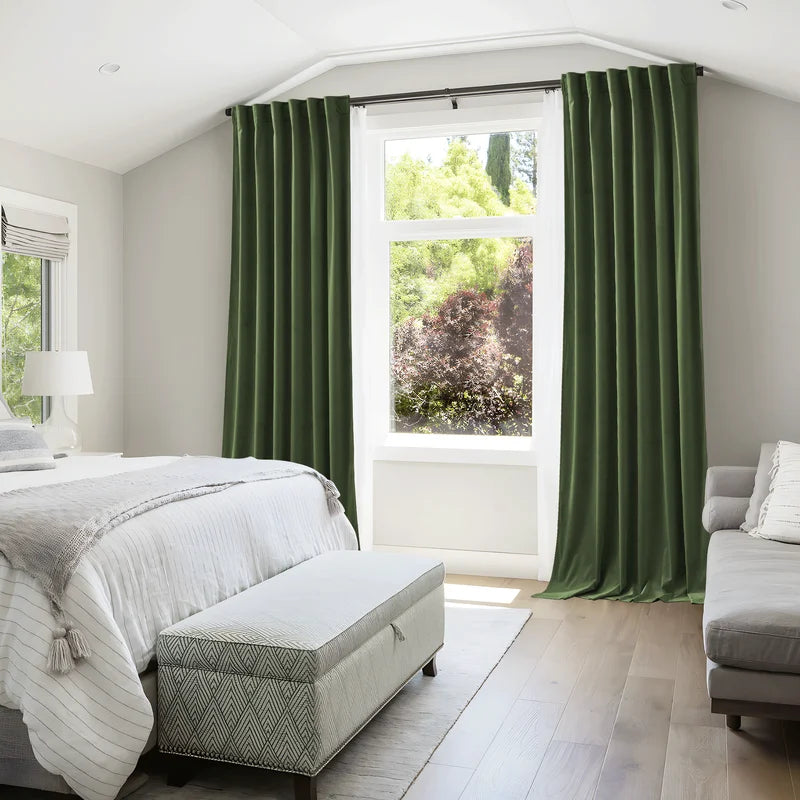 Luxurious Olive Green Velvet Blackout Curtains - Set of 2 Panels for Ultimate Privacy and Style