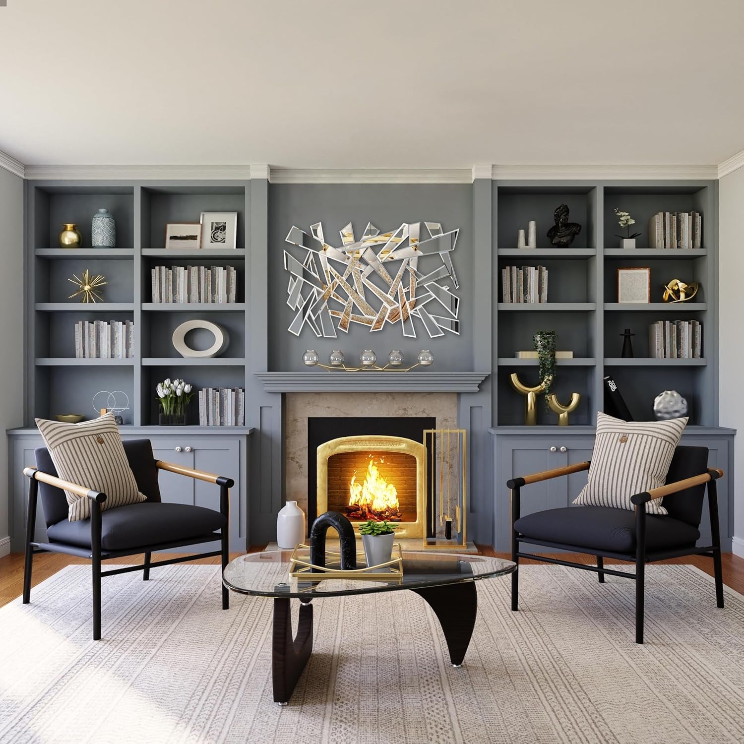 Stunning 48" X 32" Modern Irregular Beveled Wall Mirror - Perfect for Living Room, Entryway, and Hallway Decor