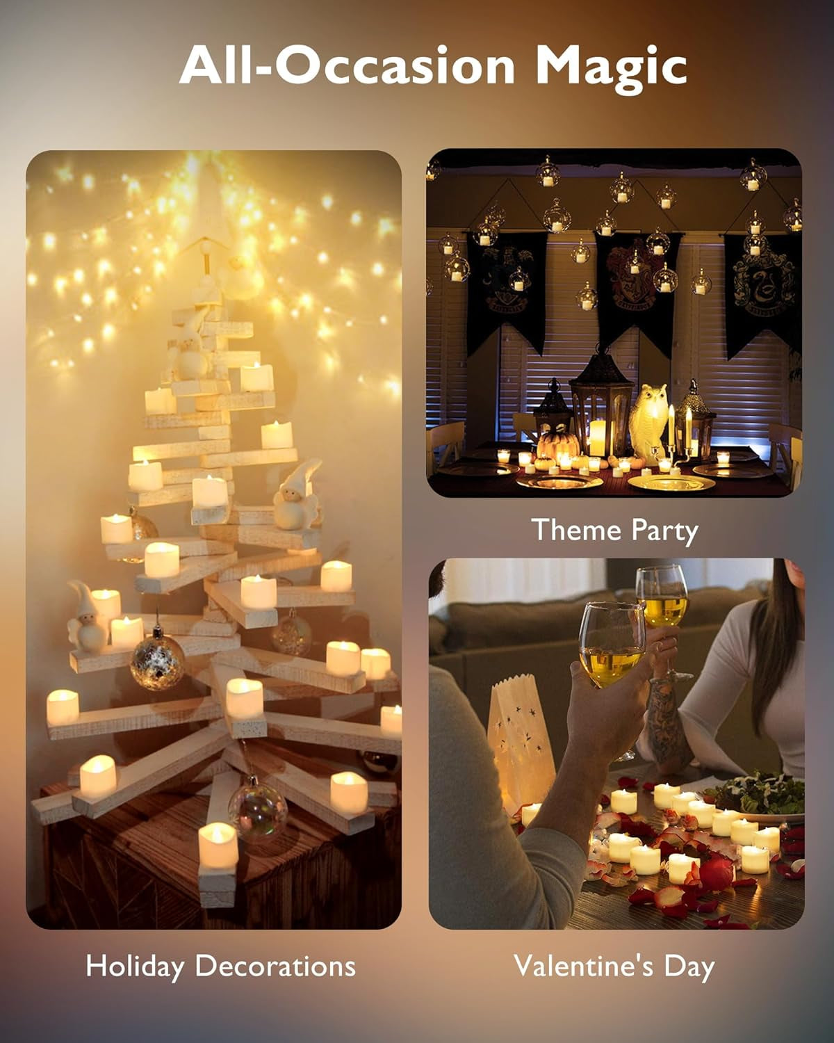 24Pcs Battery-Operated Flickering Flameless LED Tea Lights - 200+ Hours of Ambiance for Weddings, Anniversaries, Halloween & Christmas Decor