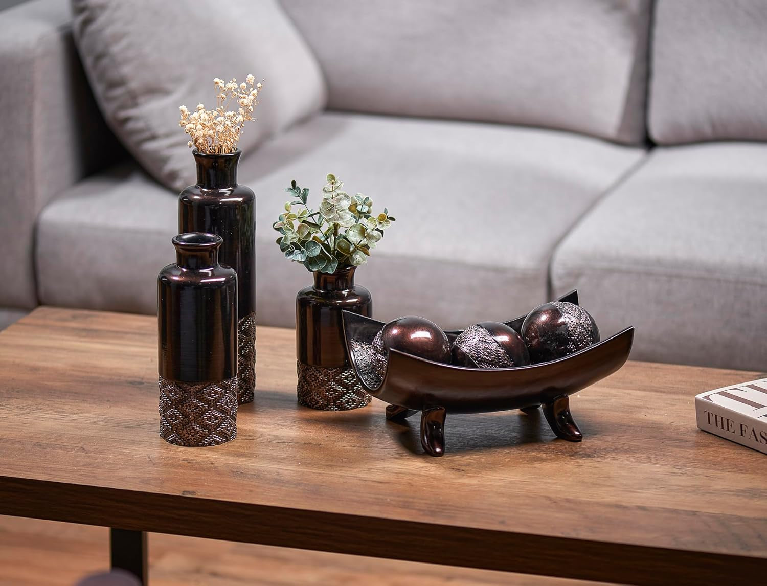Dublin Brown 3-Inch Decorative Spheres - Set of 3 - Ideal for Bowls, Vases, and Home Decor Accents