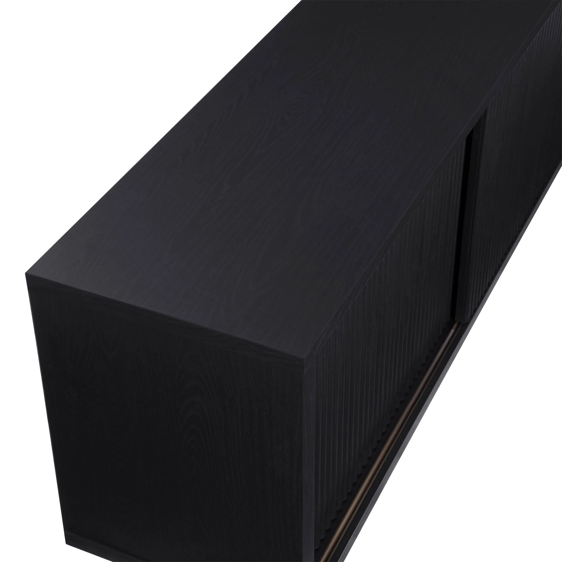 Stylish Fluted TV Stand for TVs up to 70” by Drew Barrymore in Elegant Rich Black Finish