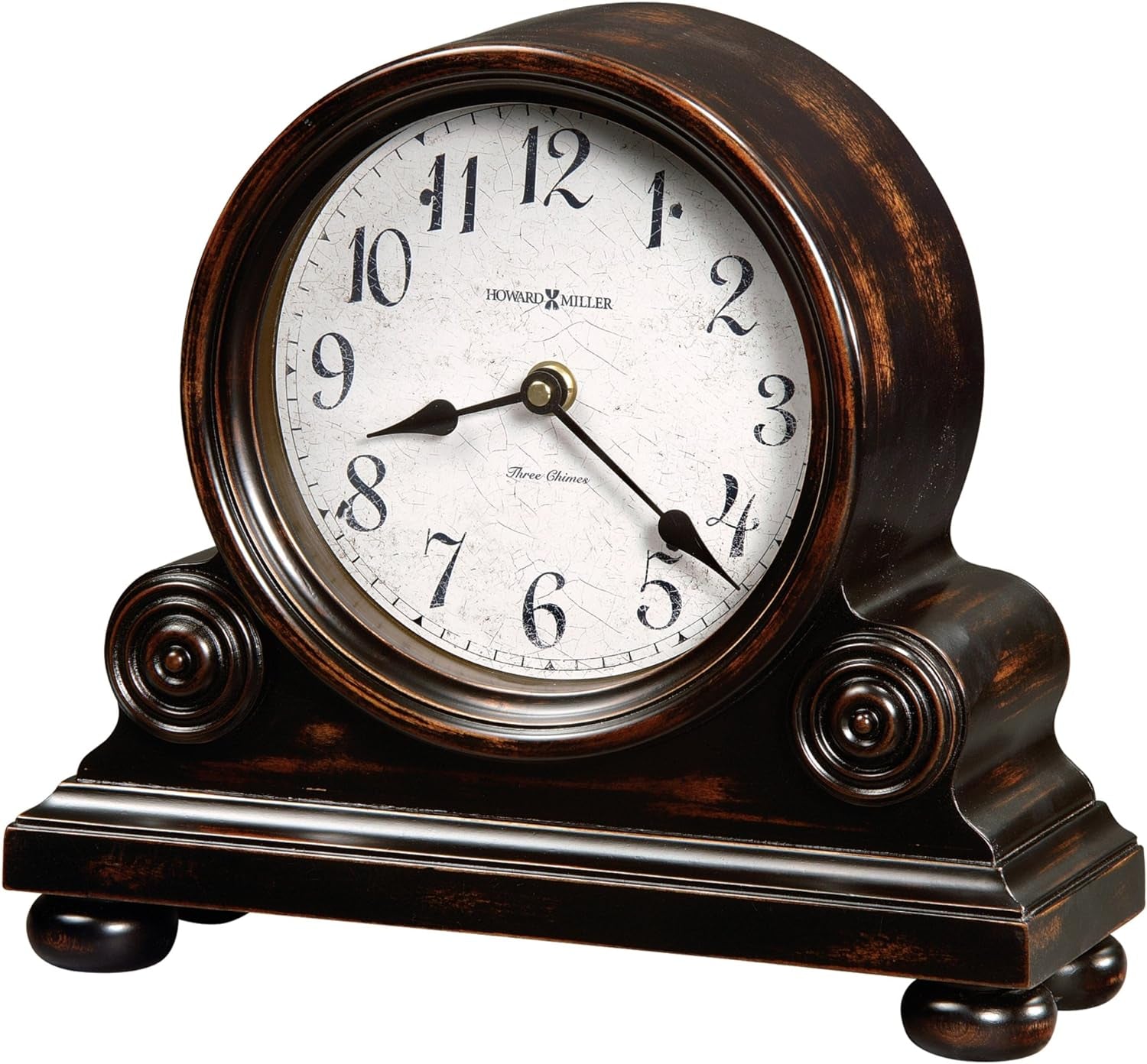 Elegant Vintage Murray Mantel Clock - Black Hardwood, Crystal Glass Dial, Triple-Chime Harmonic Movement - Perfect Home Decor Accent