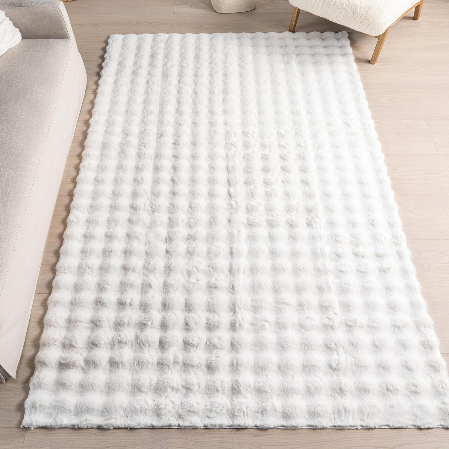 Cozy Plush Area Rug 7'6" x 9'6" - Machine Washable, Non-Slip Soft Fluffy Shag Carpet for Living Room, Bedroom, Kids Room, Nursery, Home Décor in Jeni White