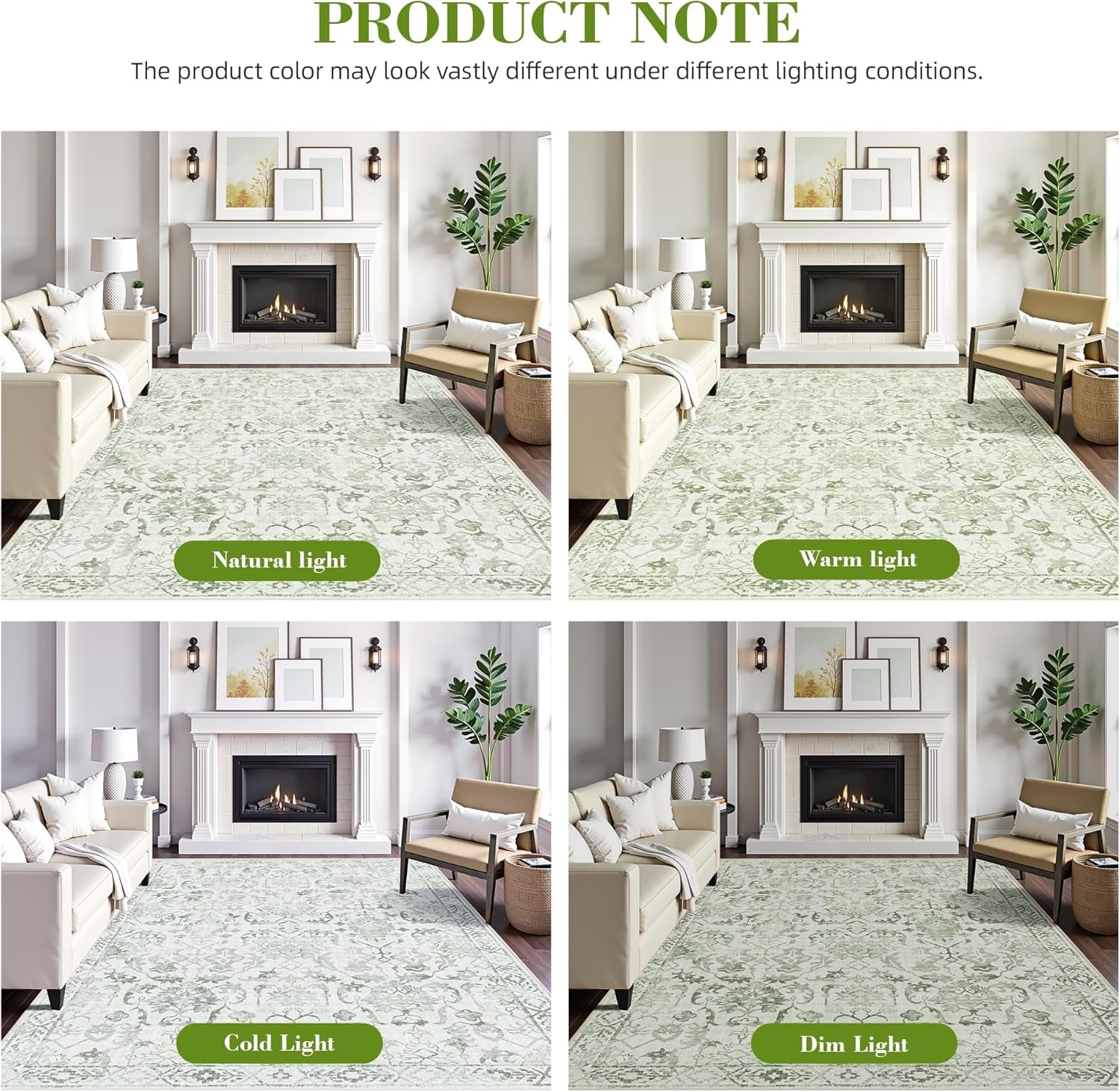 Elegant Sage Green 9x12 Washable Area Rug - Soft, Anti-Slip Low-Pile Design for Living Room, Dining Room & Bedroom - Perfect Farmhouse Home Decor Accent