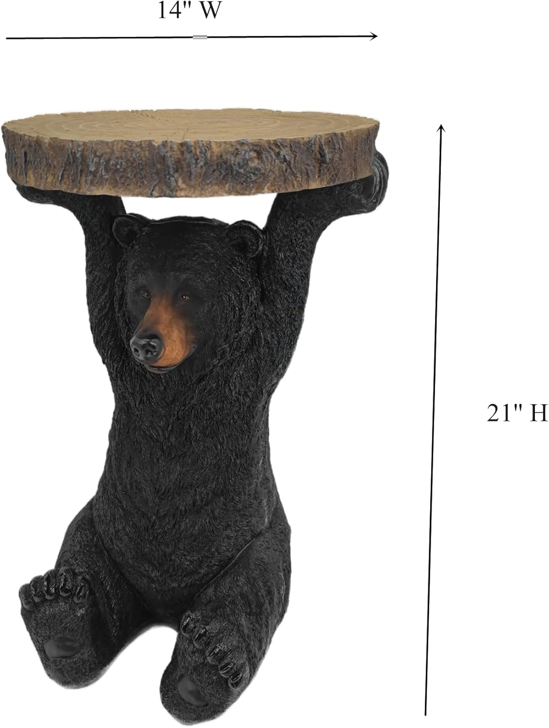 American Black Bear Decorative Side Table - Hand-Painted Resin Pedestal Stool for Home and Office Decor