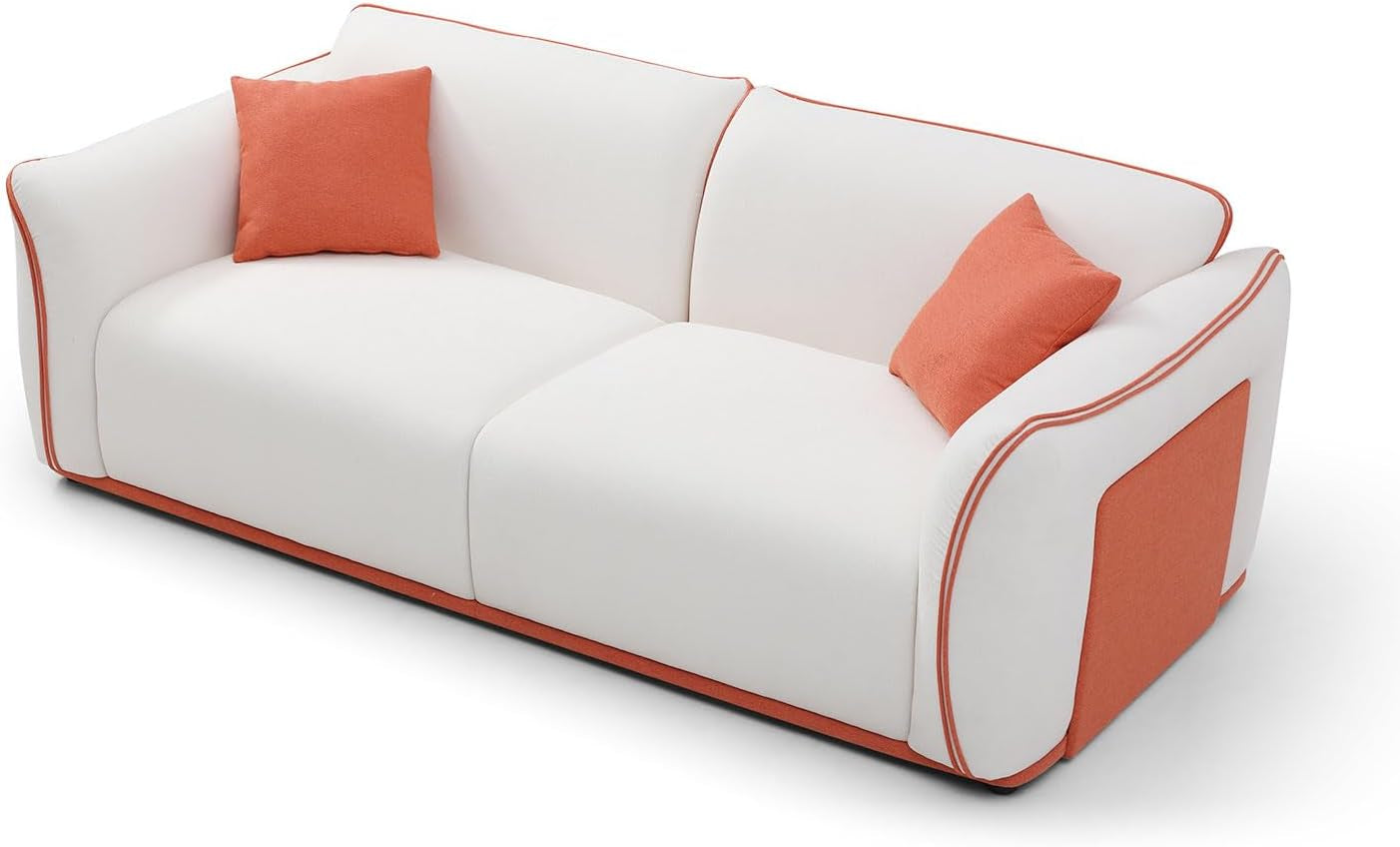 Chic Mid-Century Beige Sofa - Stylish Upholstered Couch for Small Spaces and Modern Living Rooms