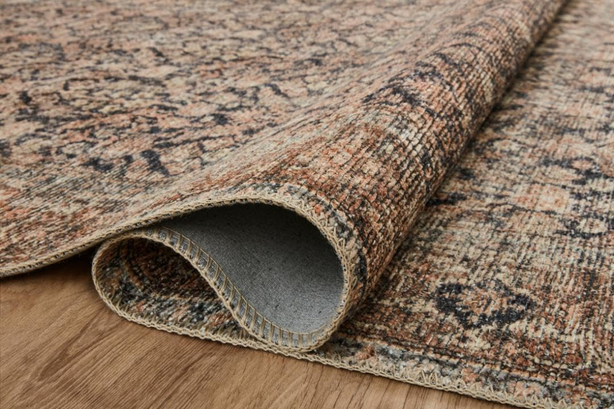 Amber Lewis Billie Collection 8'6" x 11'6" Distressed Ink & Salmon Area Rug - Perfect Antique Accent for High Traffic Living Rooms, Bedrooms, and Hallways