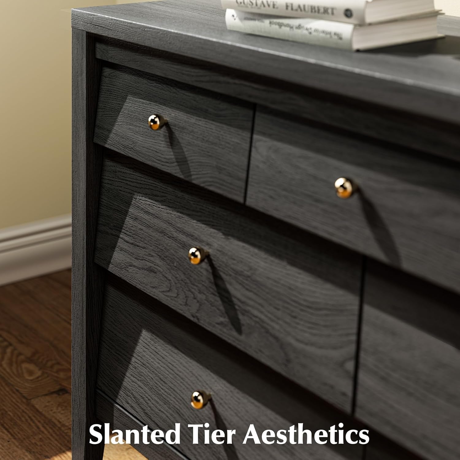 Stylish Black 7-Drawer Farmhouse Dresser - Versatile Storage for Bedroom and Living Room