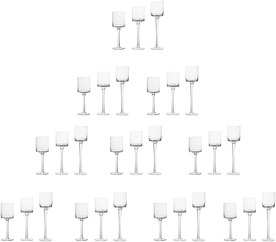 10 Sets of Elegant Clear Glass Candle Holders - 30 Pieces of Tall Tealight Holders for Candles Up to 6cm Diameter, Ideal for Home, Party, and Wedding Centerpiece Decoration