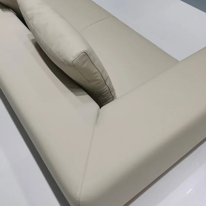 Luxurious Minimalist Italian Leather Sofa - Premium Cowhide for Elegant Living Spaces