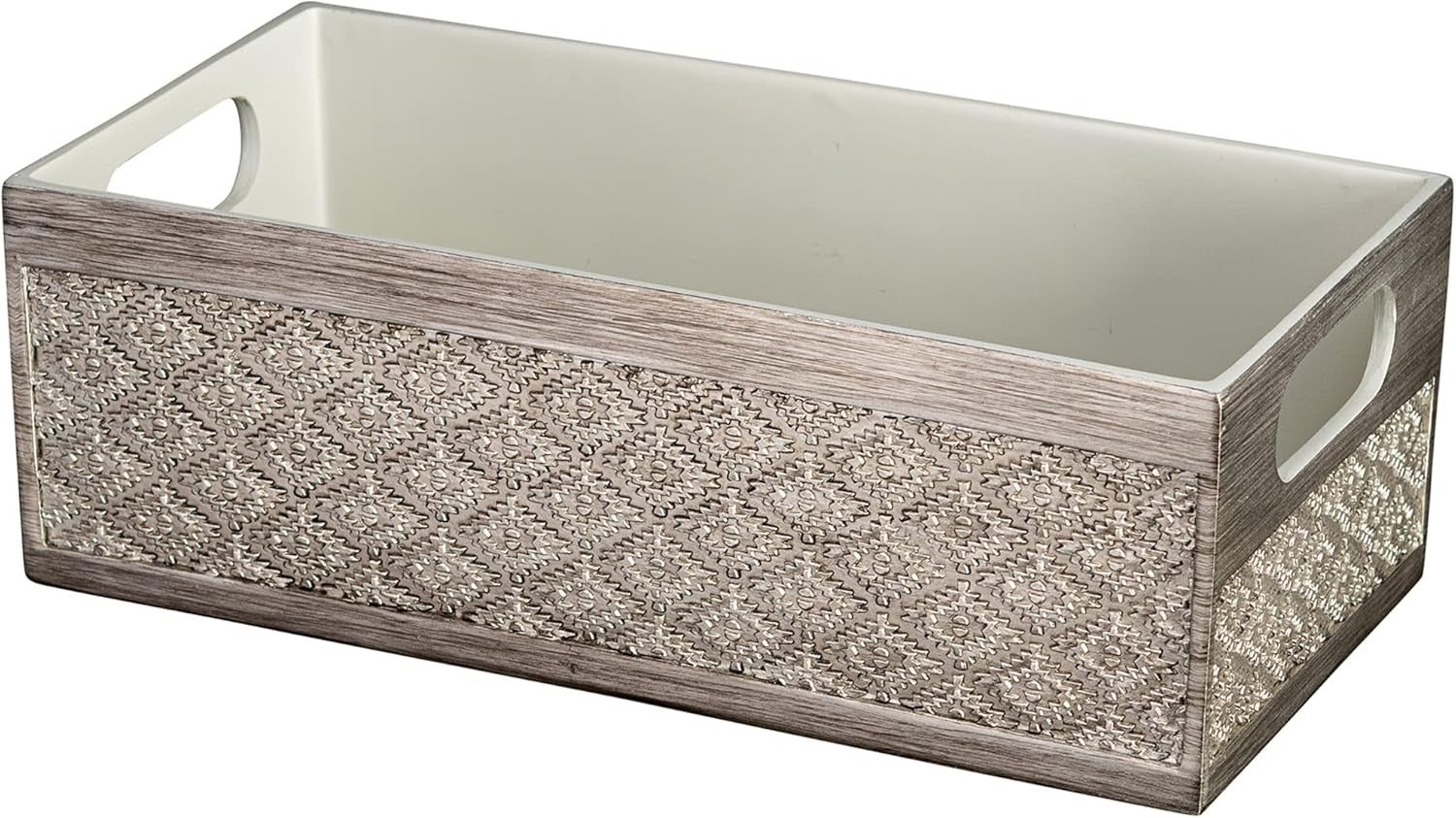 Dublin Silver Decorative Bathroom Storage Box and Toilet Paper Holder - Elegant Tank Topper and Sink Organizer