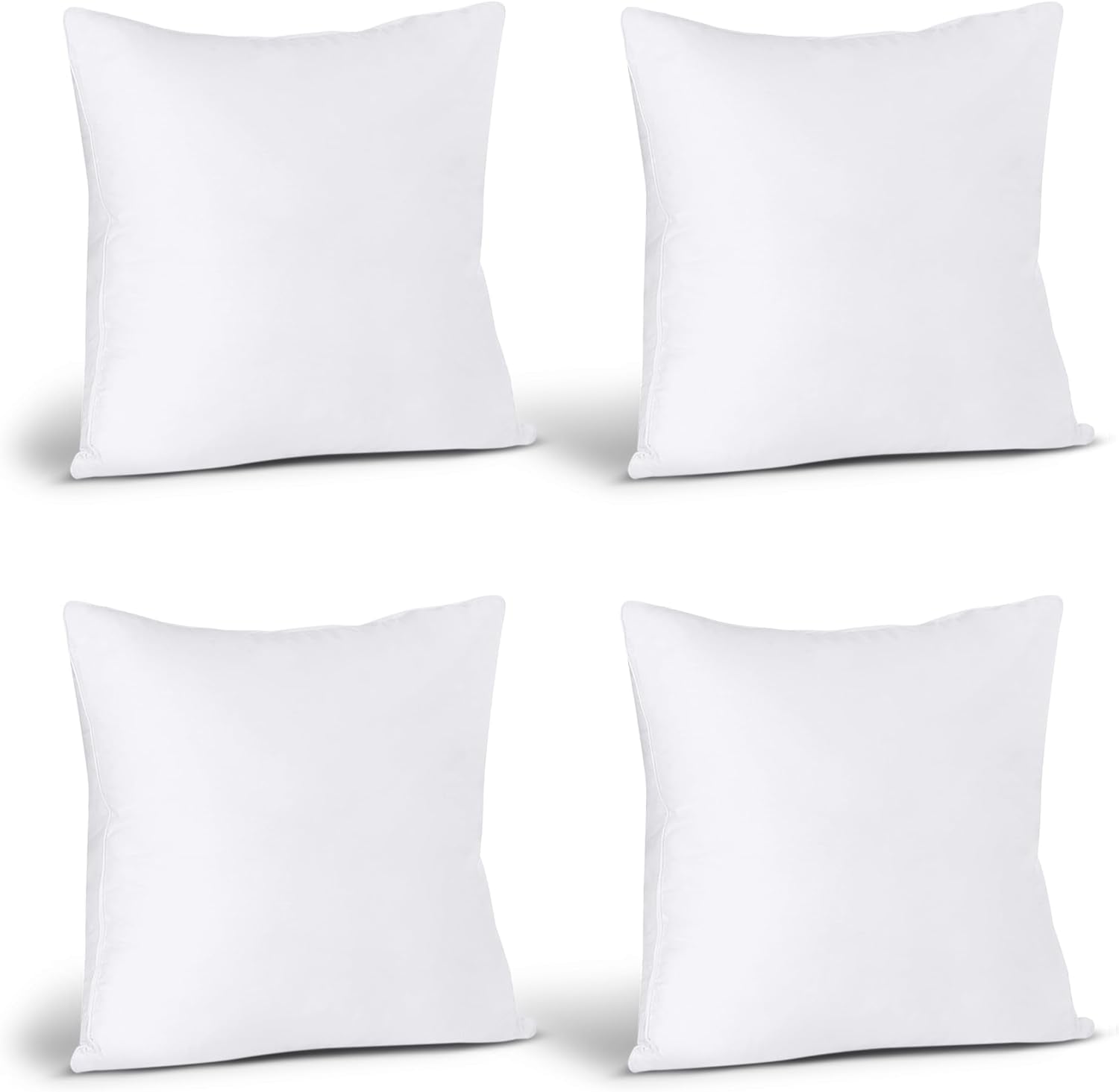 Elegant White Throw Pillows Set of 4 - 18x18 Inches Decorative Cushions for Sofa, Bed, and Couch
