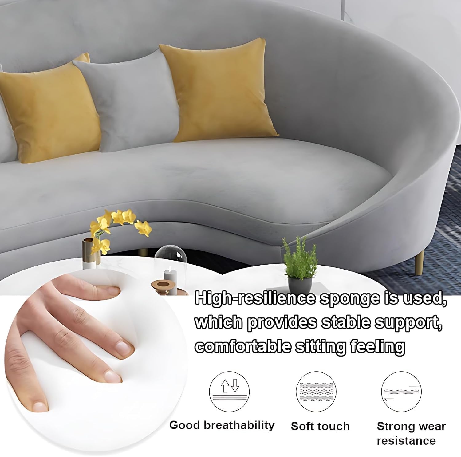 Elegant 78.7IN Modern Sectional Couch Set with Coffee Table & Chair - Perfect for Living Rooms, Offices & Reception Areas