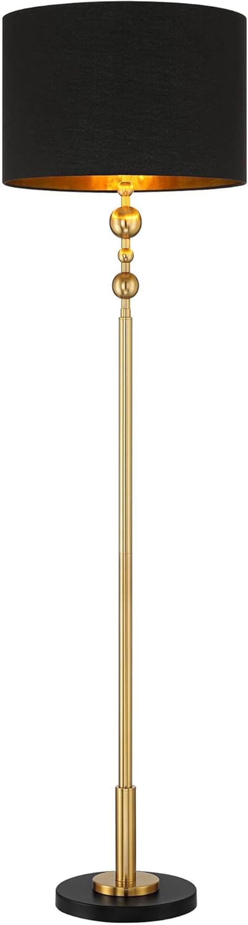 Harlowe Modern Glam 63" Gold Finish Floor Lamp - Chic Metal Design with Black Drum Shade for Living Room, Bedroom, Office, and Entryway Decor