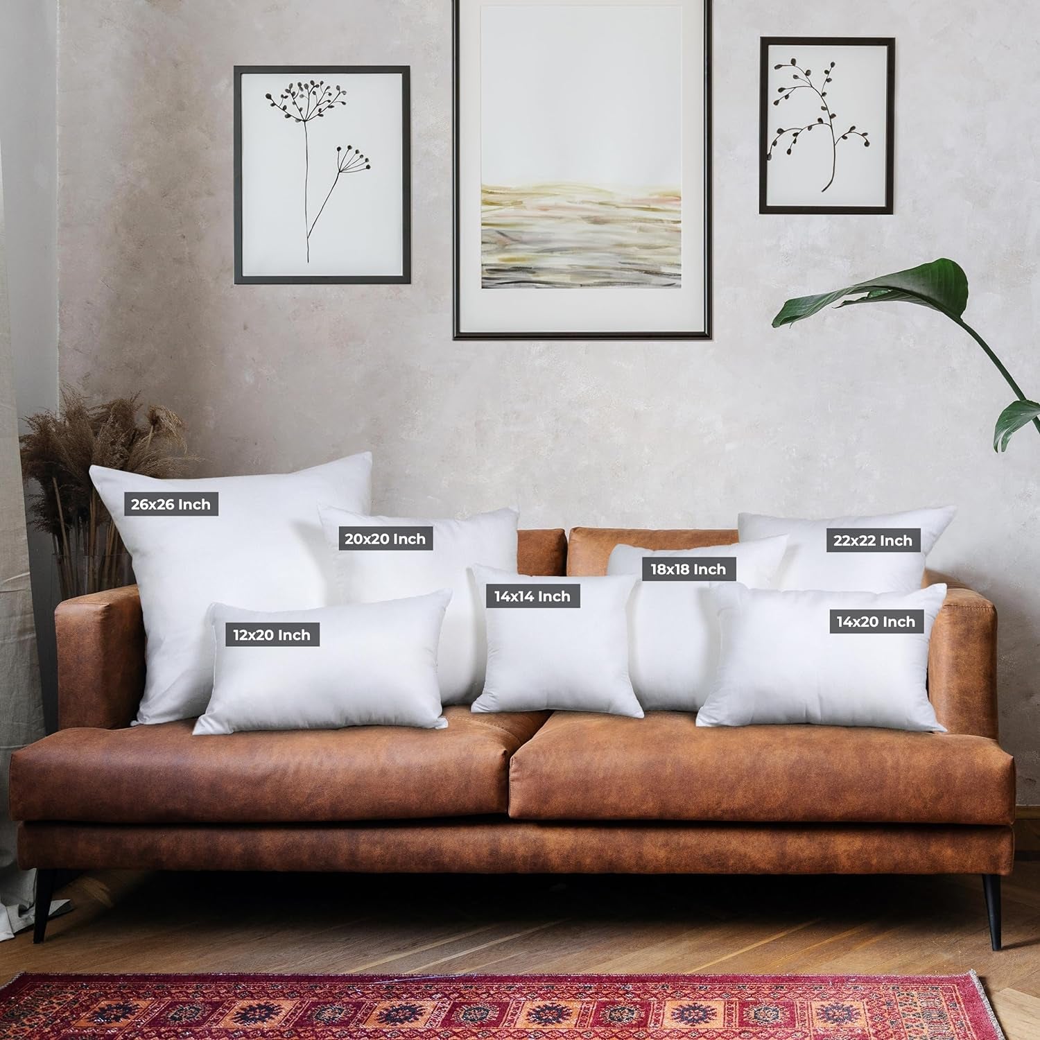 Elegant White Throw Pillows Set of 4 - 18x18 Inches Decorative Cushions for Sofa, Bed, and Couch