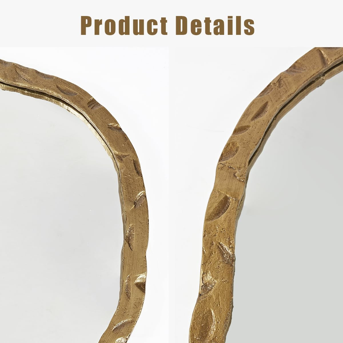 Stunning Asymmetrical Brass Wall Mirror - 40x38 Inch Hand Forged Metal Frame for Elegant Home Decor