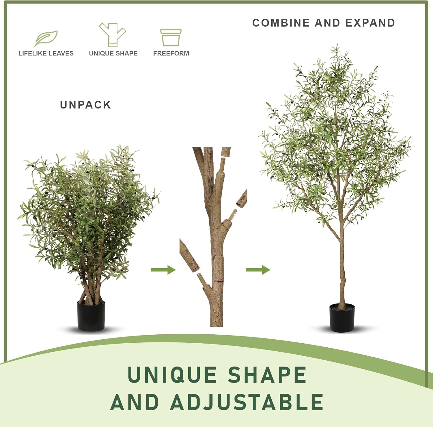 Stunning 9 Feet Artificial Olive Tree - Lifelike Faux Olive Tree with Natural Wood Trunk & Realistic Fruits for Elegant Home Decor