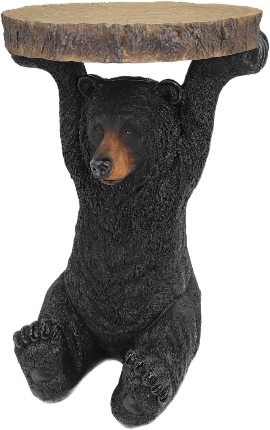 American Black Bear Decorative Side Table - Hand-Painted Resin Pedestal Stool for Home and Office Decor