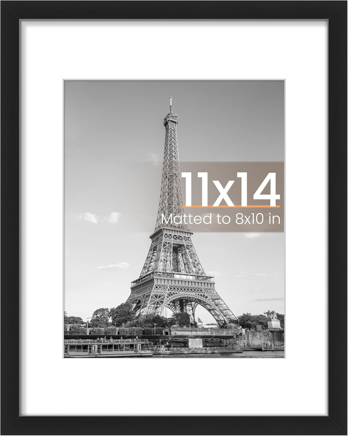 Elegant Black 11x14 Picture Frame - Versatile Display for 8x10 Photos with Mat or 11x14 Without Mat - Perfect Wall Hanging Decor, 1 Pack