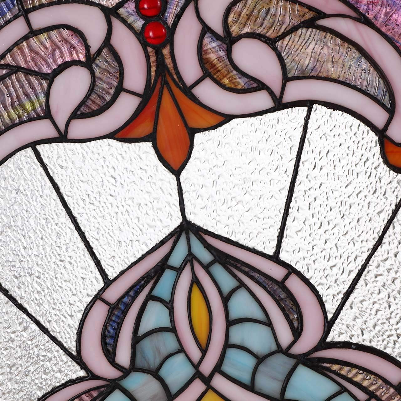 Lady Astor Demi-Lune Half-Round Stained Glass Window Panel for Home Décor, 36" W x 18" H, Tiffany Style, W10035