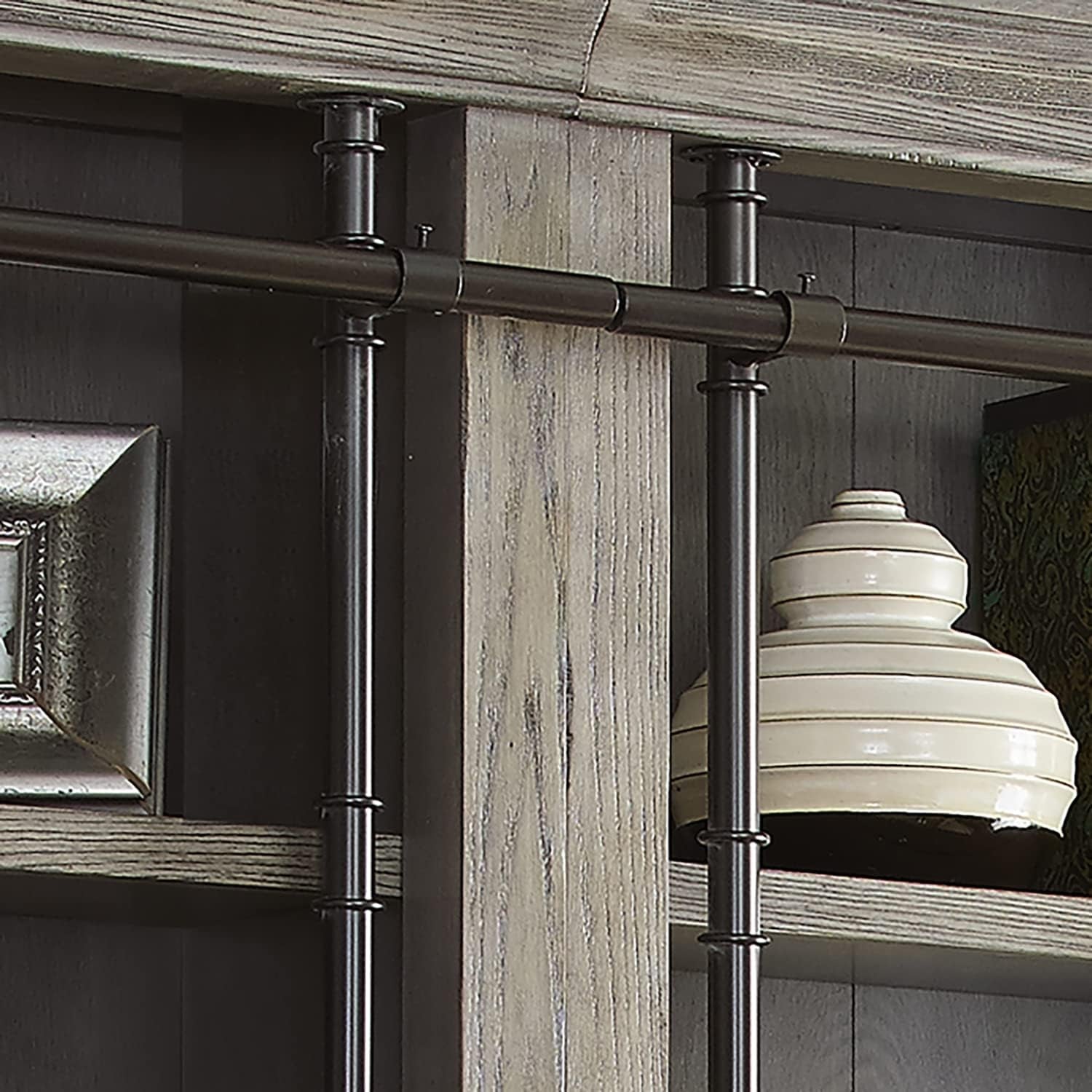 Elevate Your Space: Avondale 8' Tall Bookcase Wall with Ladder - Stylish Storage & Display Shelf in Gray