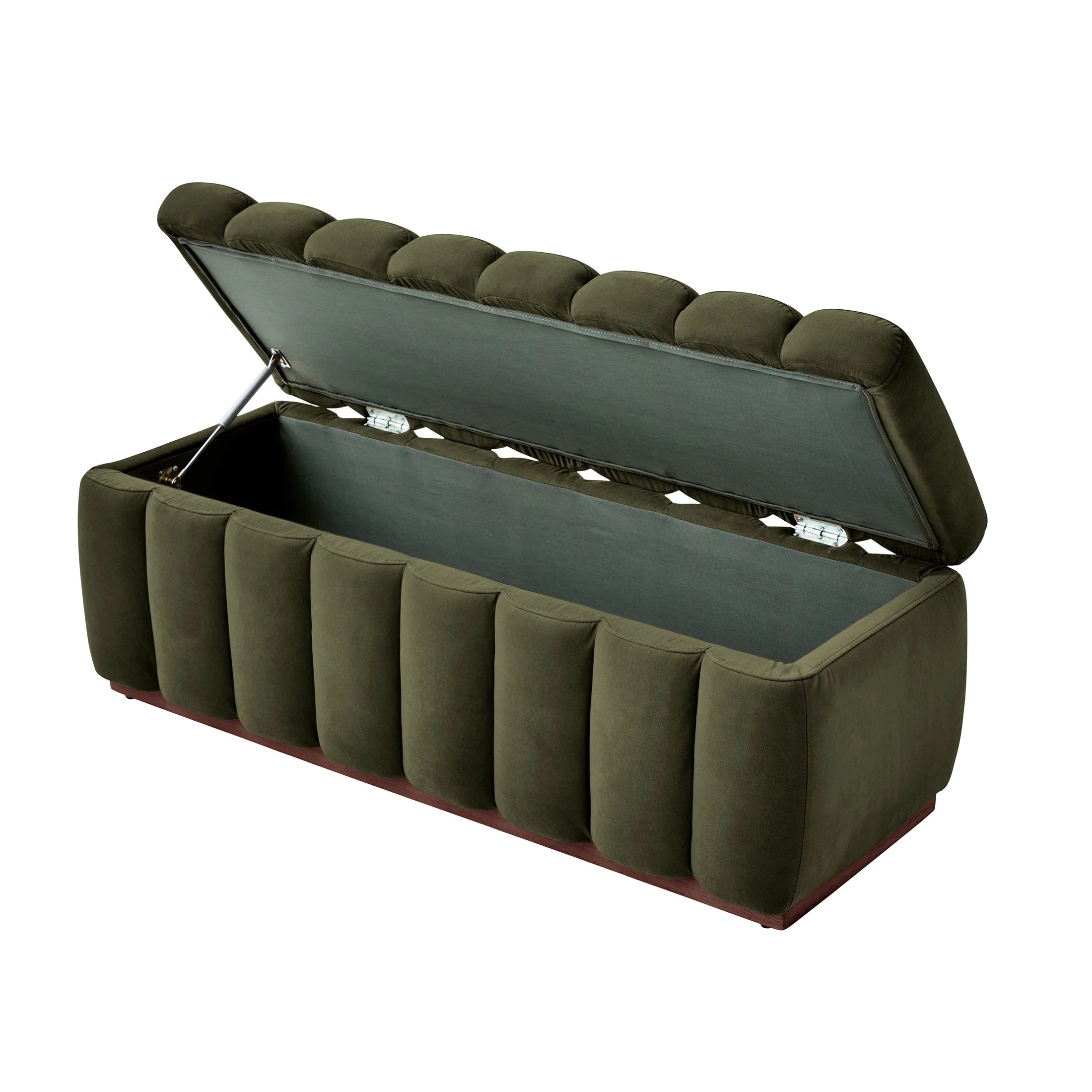Lillian 47.24" Olive Velvet Channel Tufted Bench - Stylish and Elegant Accent Piece