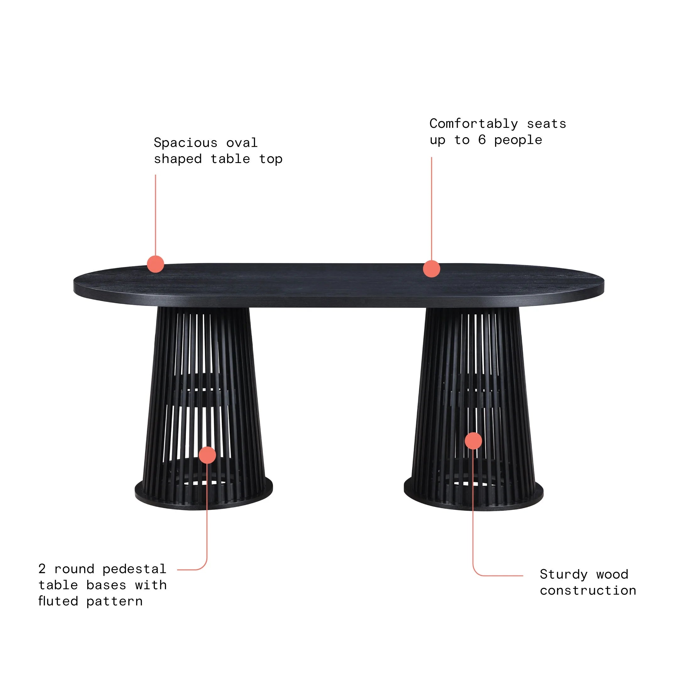 Drew Rich Black Oval Dining Table - Stylish Elegance for Your Dining Space