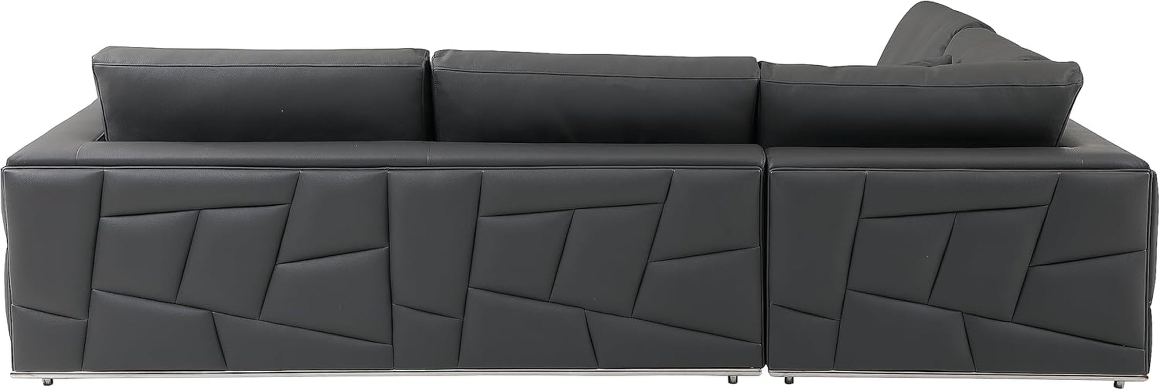 Luxurious Surton Dark Gray Top Grain Italian Leather L-Shaped Sectional Sofa for Modern Living Room & Home Office - 117" Width, Left Arm Facing